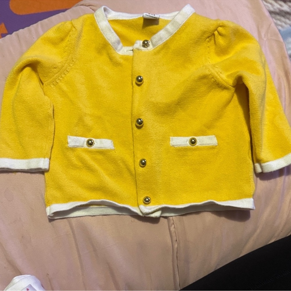Janie and Jack Yellow Cardigan with White Accents
